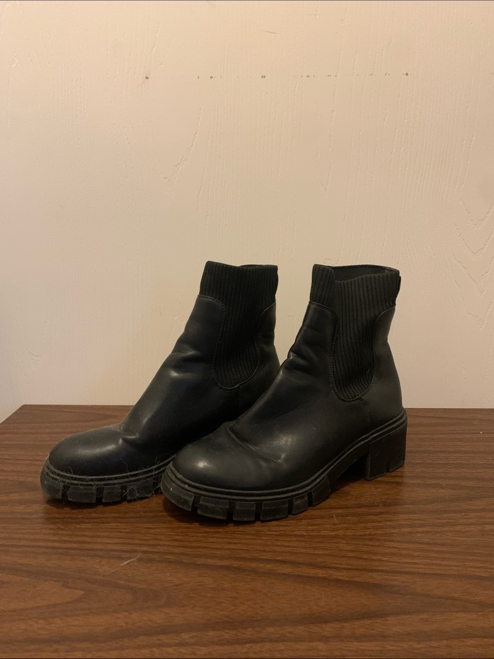 Black Chunky Chelsea Booties - Women